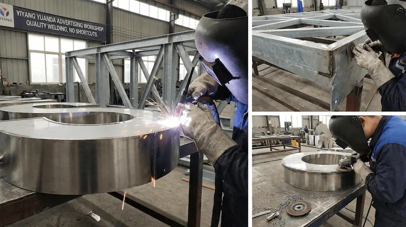 益阳户外发光字抗风耐候标准：1.2mm厚304不锈钢与热镀锌满焊骨架