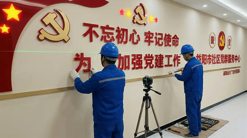 益阳党群服务中心底层墙体抗潮结构：隐藏式轻钢龙骨与高透亚克力烤漆