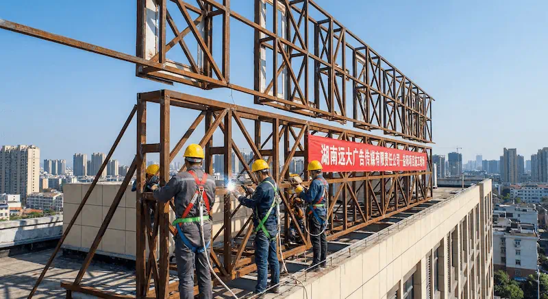 益阳大型户外广告牌高空承重验收规范：焊缝超声探伤与防雷接地网测试