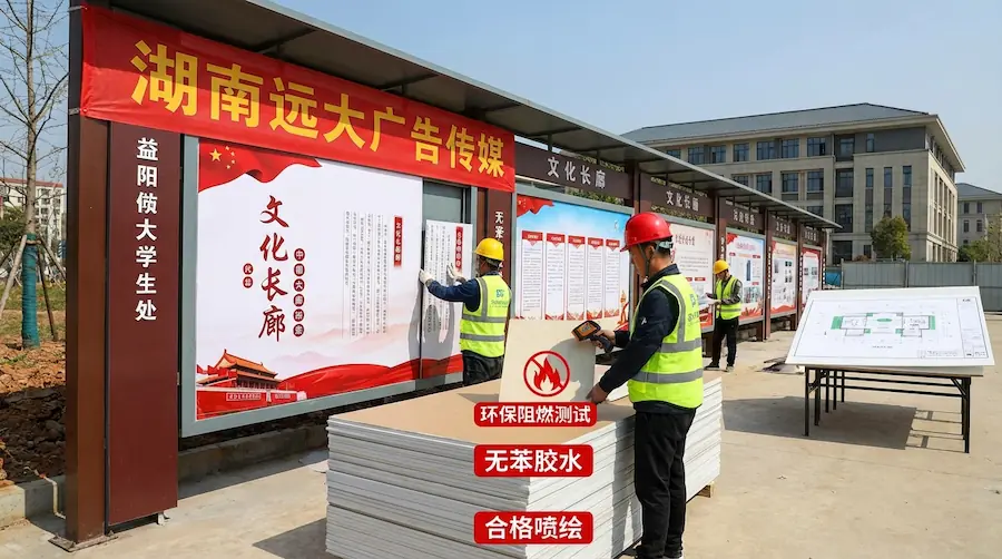 益阳校园文化长廊设计施工与环保阻燃材料测试