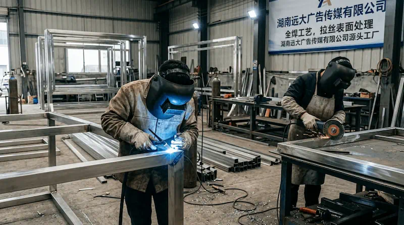 益阳社区与景区户外宣传栏防渗防腐标准：304不锈钢满焊与PC耐力板装配