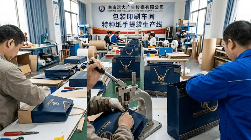 益阳商务手提纸袋承重测算：250g白卡纸覆膜与底部冲孔加固工艺